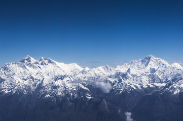 Aerial view of Everest and Makalu