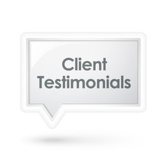 client testimonials words on a speech bubble