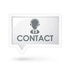 contact word with service icon on a speech bubble