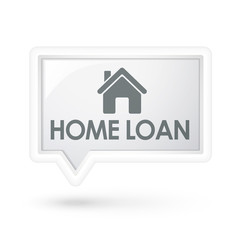 home loan with estate icon on a speech bubble