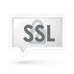 SSL with padlock icon on a speech bubble