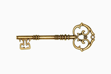 Golden key isolated on white
