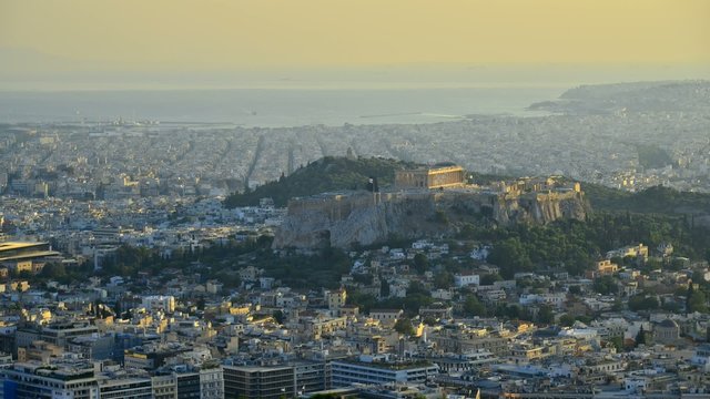Acropolis Athens Greece timelapse at sunset
