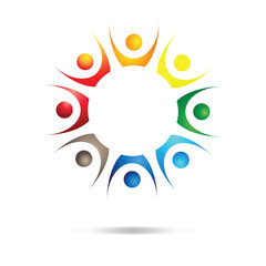 Obraz premium Colorful design of people symbols working as team