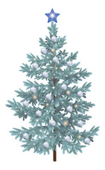 Christmas spruce fir tree with ornaments
