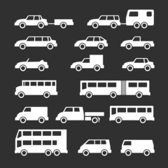 Set icons of car and bus