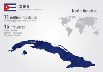 Obraz premium Cuba world map with a pixel diamond texture.