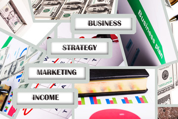 Business collage from different pictures on business theme