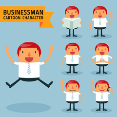 Set of businessman characters poses