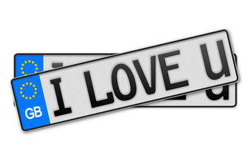 Auto Kennzeichen - i love u Groß Britanien