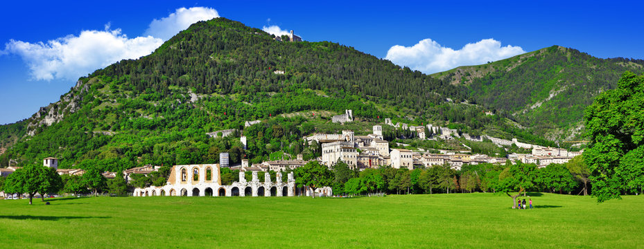 panorama of Gubbio - medieval town in Umbria, Italy