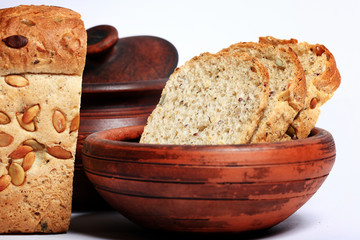 wheat grain bread isolated on white background