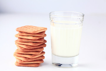 glass of milk and crackers