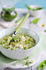 Fresh vegetarian Italian minestrone soup