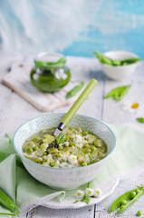 Fresh vegetarian Italian minestrone soup