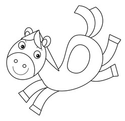 Cartoon horse -coloring page - illustration for the children