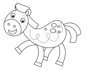 Cartoon horse -coloring page - illustration for the children