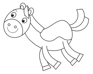 Cartoon horse -coloring page - illustration for the children
