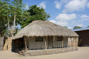 Fototapeta na wymiar typical African house with a thatched roof