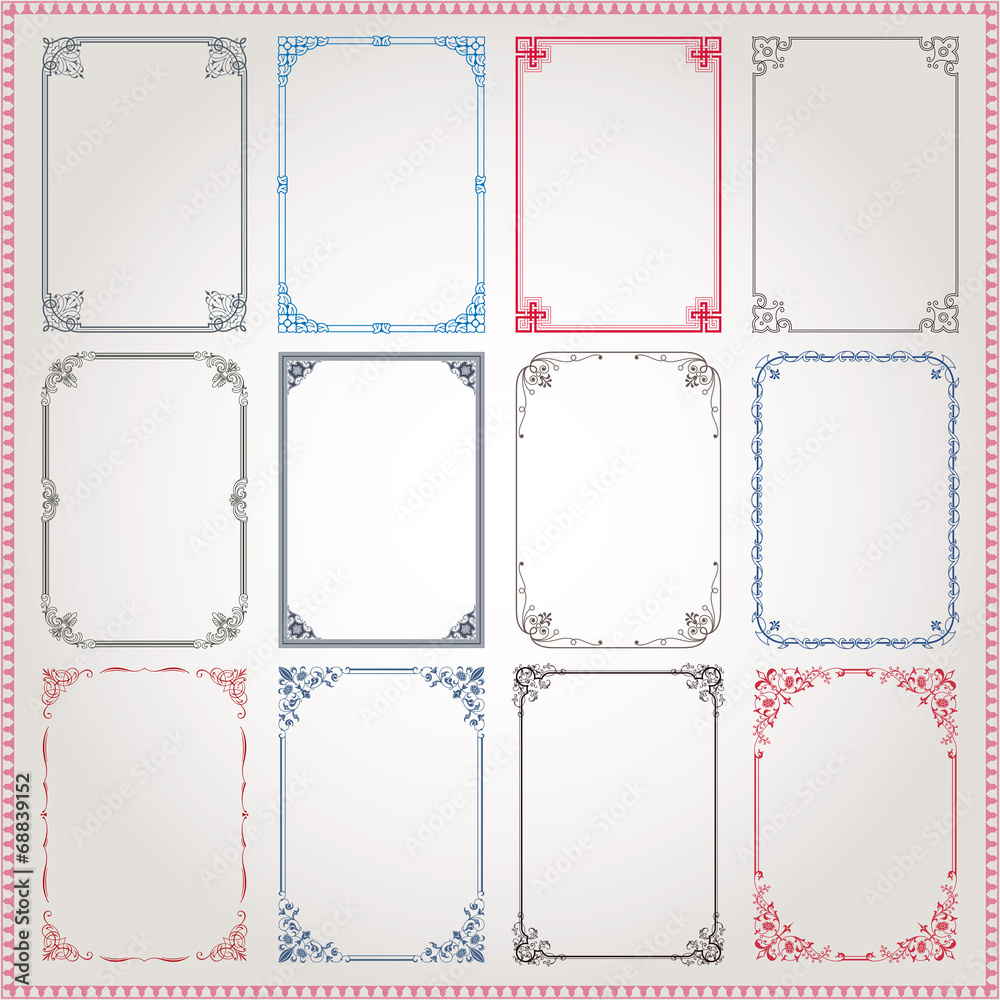 Canvas Prints decorative frames and borders a4 proportions set #3