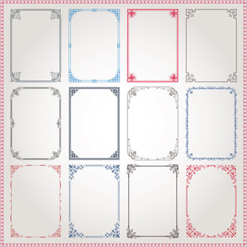 Decorative frames and borders A4 proportions set #3