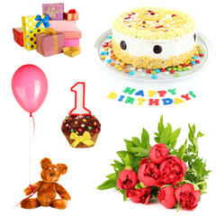 Birthday collage isolated on white