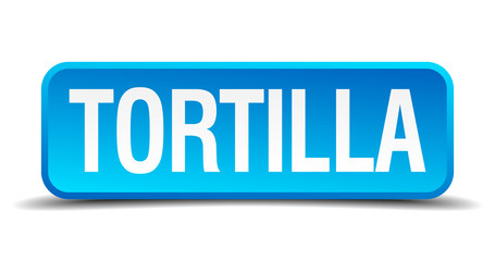 Tortilla blue 3d realistic square isolated button