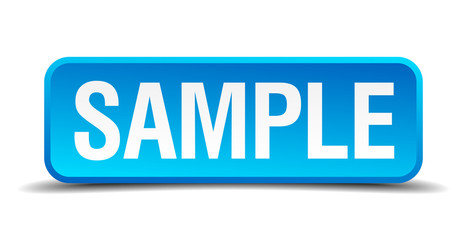Sample blue 3d realistic square isolated button