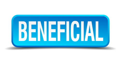 beneficial blue 3d realistic square isolated button