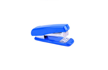 blue stapler on a white screen