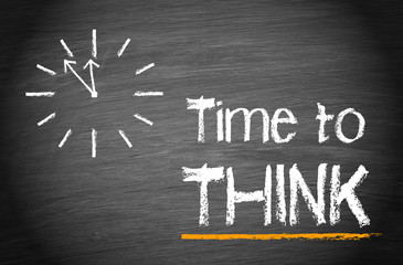 Time to think chalkboard with clock