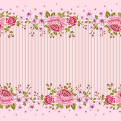 Obraz na płótnie Canvas Seamless wallpaper pattern with of pink roses.