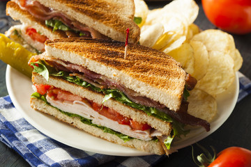 Turkey and Bacon Club Sandwich