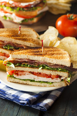 Turkey and Bacon Club Sandwich