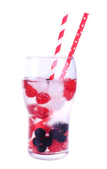 Glass of berry cocktail on white background isolated