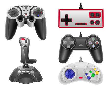 set icons joysticks for gaming consoles vector illustration EPS