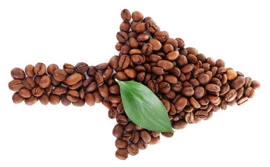 Fototapeta premium Arrow coffee beans isolated on white