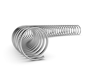 Metal spring on white background