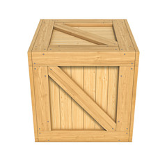 Wooden box isolated on white background
