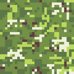 Camouflage military background in pixel style. Seamless pattern.