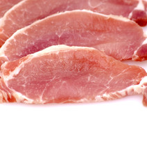 Piece of raw meat cut into steaks