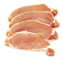 Piece of raw meat cut into steaks