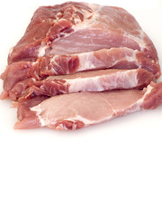 Piece of raw meat cut into steaks