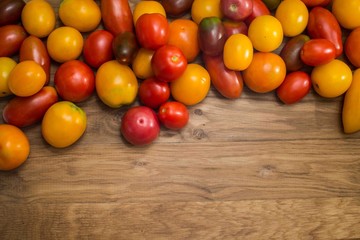 Colorful Tomatoes Background. Fresh Organic Tomatoes.