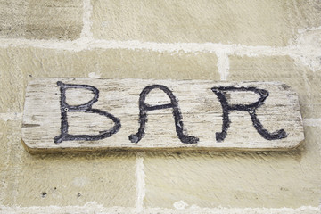 Wood bar sign