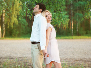 Fototapeta premium Pretty woman and man, lovely young couple in love