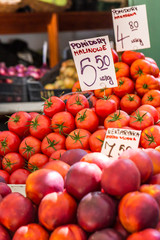 Fresh Organic Peaches at local market in Poland.