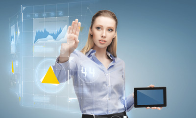 woman working with tablet pc