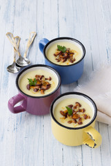 Potato cream soup with wild mushrooms