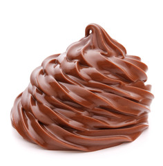 Chocolate cream swirl isolated on white background cutout